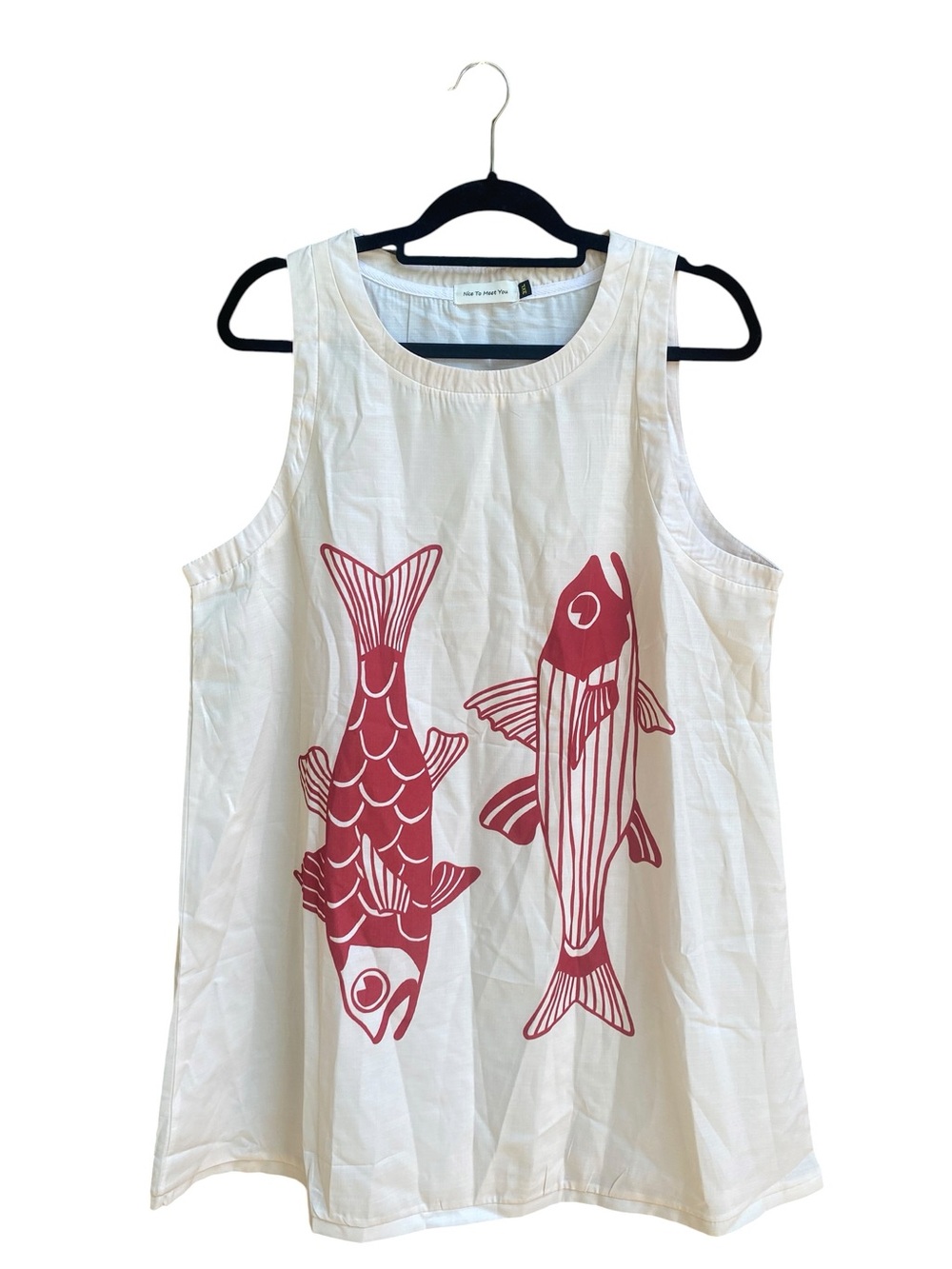 New Nice To Meet You Koi Fish Mini Shift Dress Womens Size 3XL Beach Runs Small